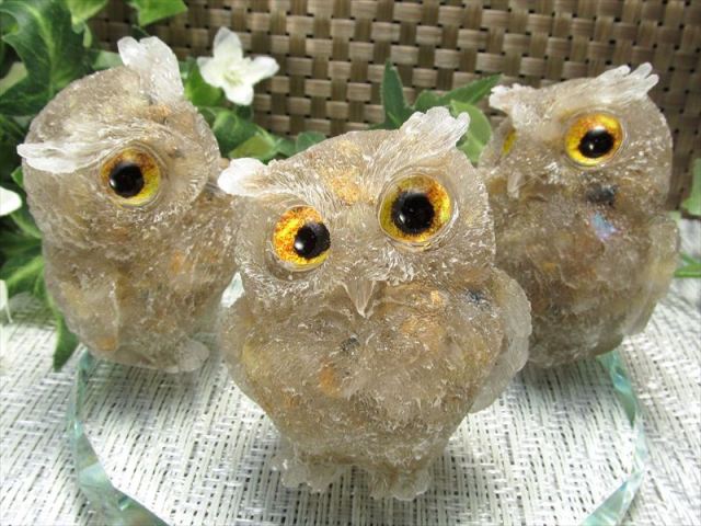 NEW天然石追加 選べる7種類 天然石サザレ入り フクロウ型 オルゴナイト