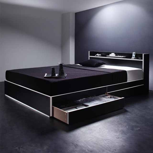 収納付きベッド | モノトーンカラー収納付きベッド【Fouster