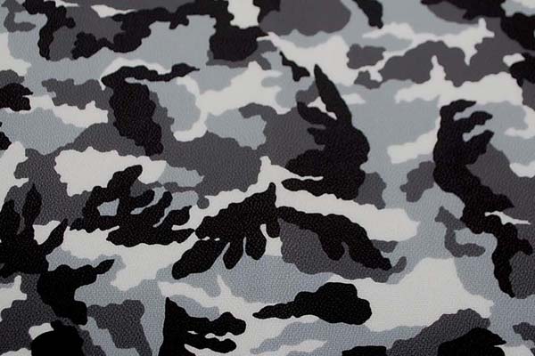 つや消し ラミネート生地 迷彩柄のオックスフォード グレー系 【生地