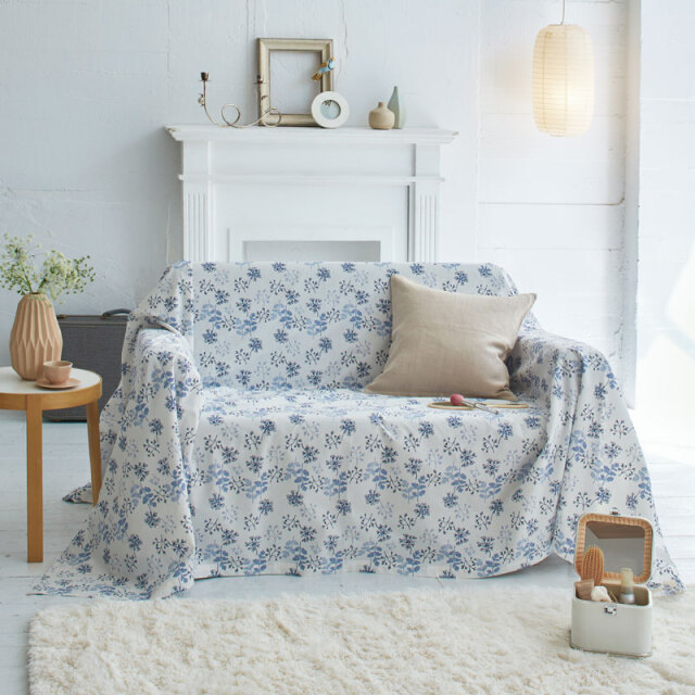 Fab the Home】ハーベスト/ブルー マルチカバー 210×270cm ソファ