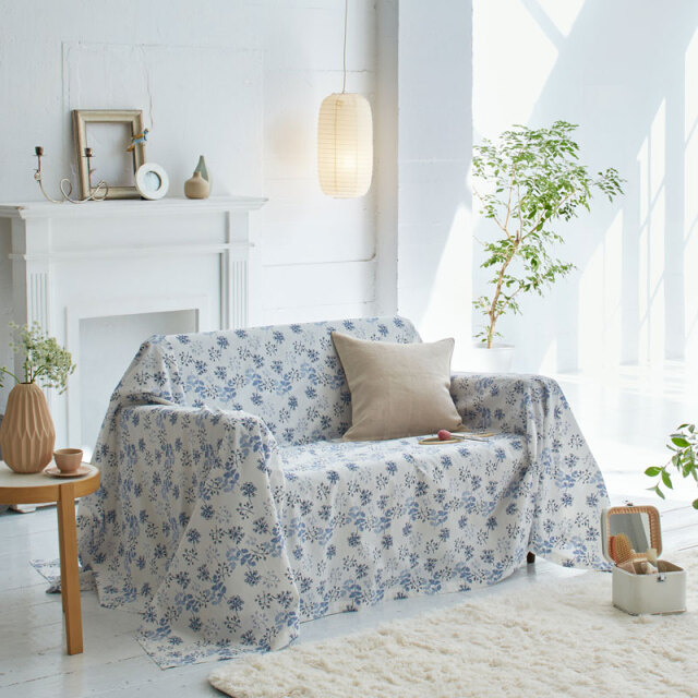 Fab the Home】ハーベスト/ブルー マルチカバー 210×270cm ソファ