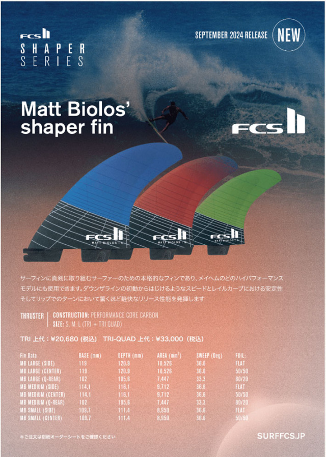 FCS2 FIN Matt Biolos' MB Performance Core carbon AIR CORE TRI-QUAD