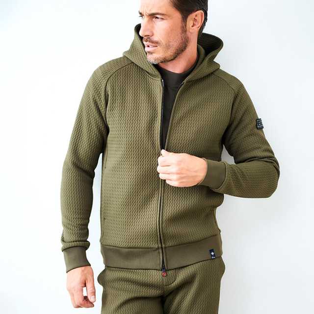 キルティング風ニットジャガードジップアップパーカー 450406 G-STAGE