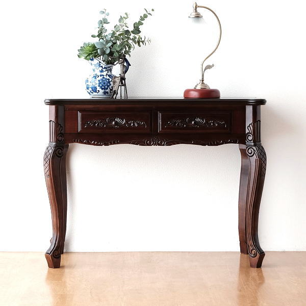 デスク 机 アンティーク調 木製 スリム 薄型 パソコンデスク PCデスク