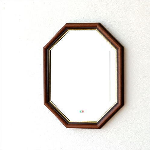 鏡 壁掛けミラー アンティーク イタリア製 八角鏡 八角ミラー ウォール