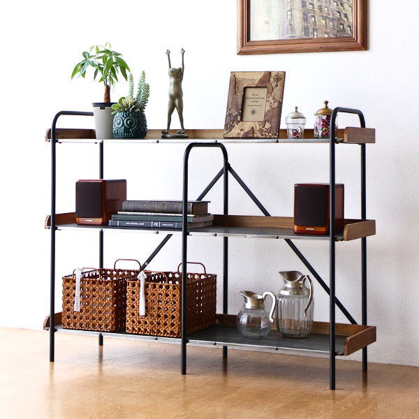 シェルフ 3段 トレイシェルフ オープンシェルフ おしゃれ 収納棚