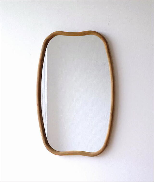 鏡 壁掛けミラー ウォールミラー おしゃれ 木製 チーク 大きい 天然木