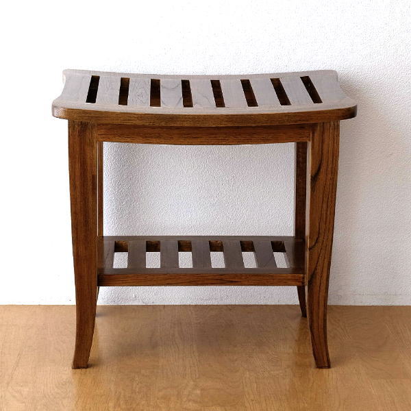 スツール おしゃれ 一人掛け 一人用 天然木 無垢材 下棚付き