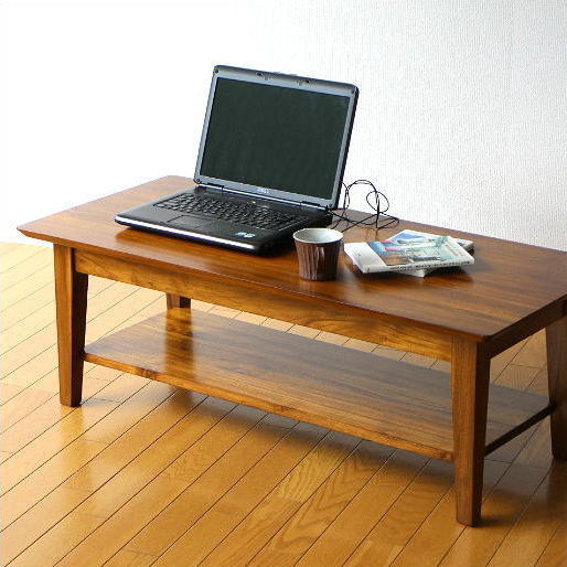 センターテーブル チーク 無垢材 天然木 幅110 奥行50 チークリビング