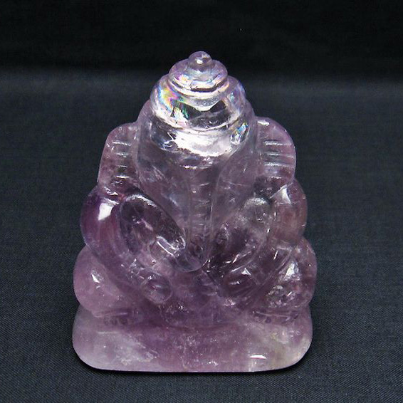 アメジスト ガネーシャ 彫刻品 置物[T42-478]