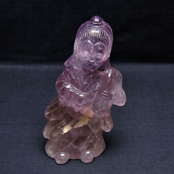 パワーストーン 天然石 アメジスト 観音置物[T42-575]