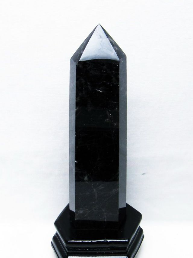 1.1Kgパワーストーン 天然石 モリオン 純天然 黒水晶 六角柱[T43-8201]