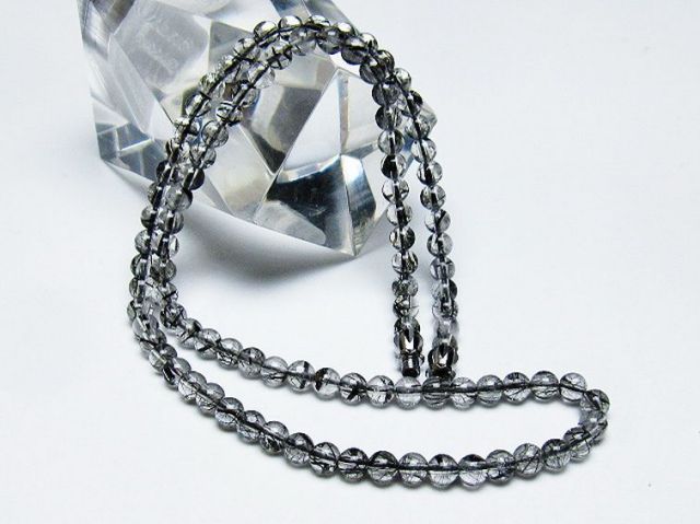 パワーストーン 天然石 ブラックルチルクォーツネックレス 4mm [T354-5999]