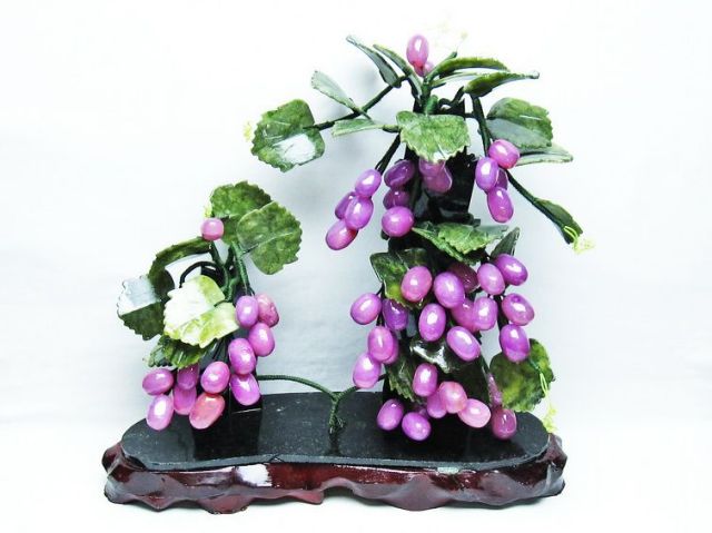 1.8Kgパワーストーン 天然石 アゲート葡萄鉢植え置物[T726-1473]