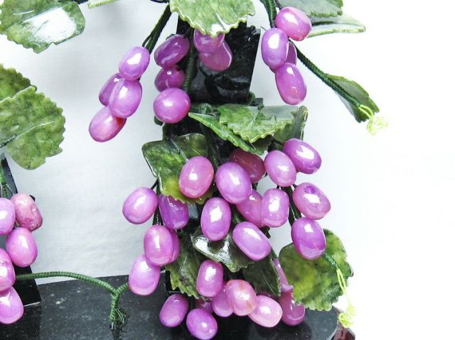 中国美術 翡翠 瑪瑙 ローズクォーツ 紅水晶 葡萄 置物 ぶどう ブドウ