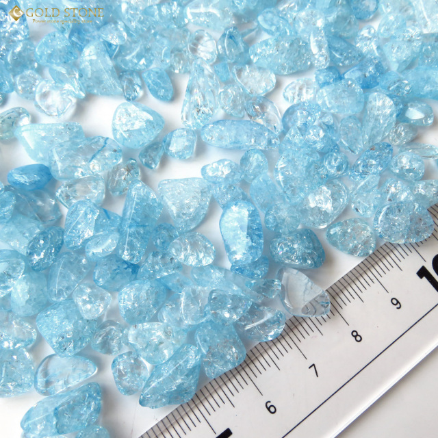 クラックレインボー水晶（爆裂水晶） ブルー(水色)カラー 高品質