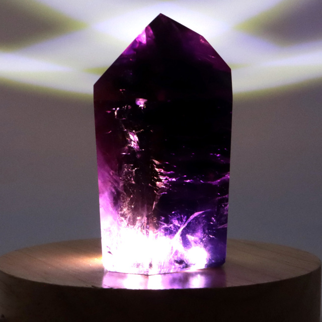 アメジスト 六角柱 ポイント LEDライト付き 1点もの ブラジル バイーア