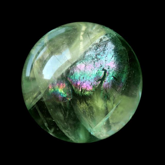 グリーン フローライト AAAAA 丸玉 直径 約35mm 虹入り レインボー