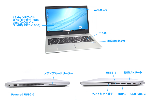 メモリ16G フルHD Windows11 HP ProBook 450 G6 第8世代 Core i5 8265U