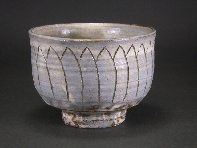 水野双鶴（粉引き茶碗）