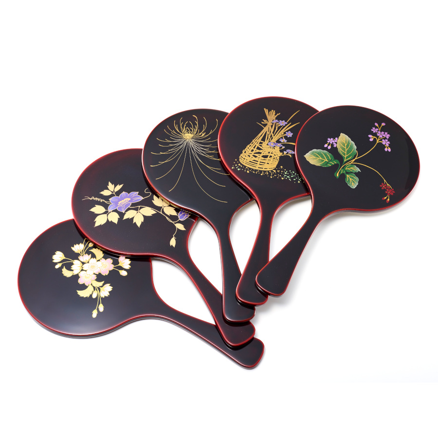 手鏡 溜 【まとめ買い割引】漆塗りハンドミラー 漆器の井助