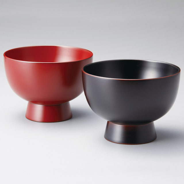夫婦汁椀 布袋 溜内朱・溜内黒 2客セット 木製 漆塗り 12-03402 漆器の井助