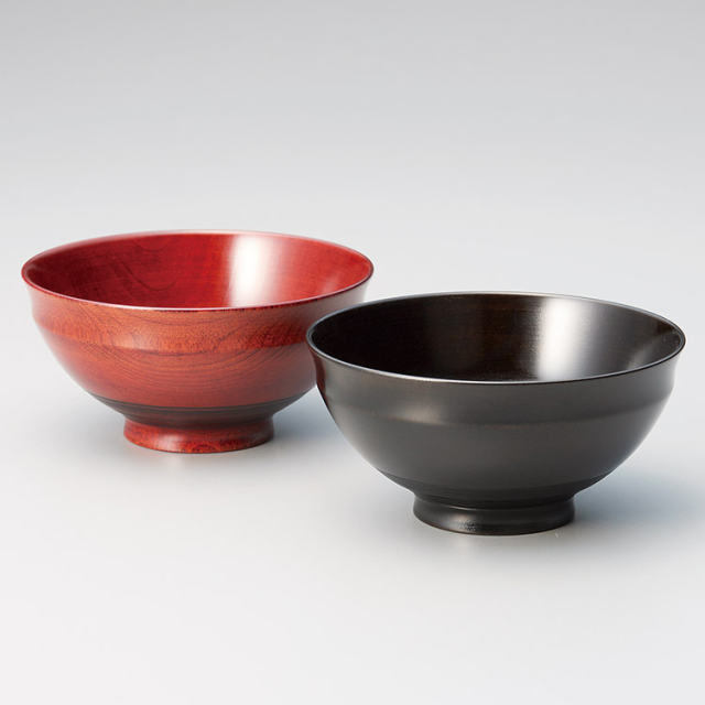 夫婦椀 Sakura ペア飯椀 黒・赤 2客セット 木製 漆塗り 12-03502 漆器