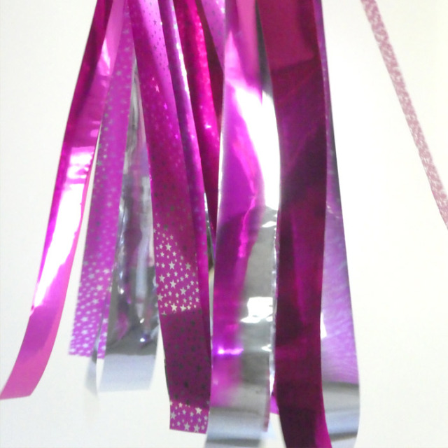 フラワーくす玉吹流し 80cm 1本 赤・桃・黄・水色 【七夕】