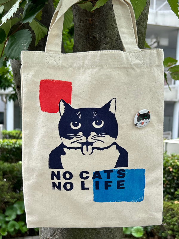 猫柄】カツミアート（松下カツミ）キャンバスフラットトートバッグ（A4