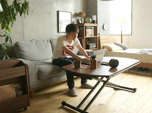 昇降・伸縮テーブル AILL（アイル） ブラウン｜北欧・ヴィンテージ