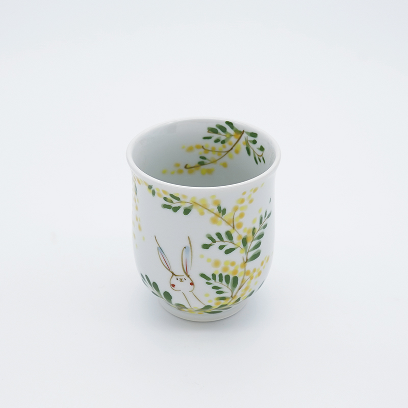 ミモザとうさぎ／八角長皿(大)｜空萌工房(そらもえこうぼう)｜田口紀美子