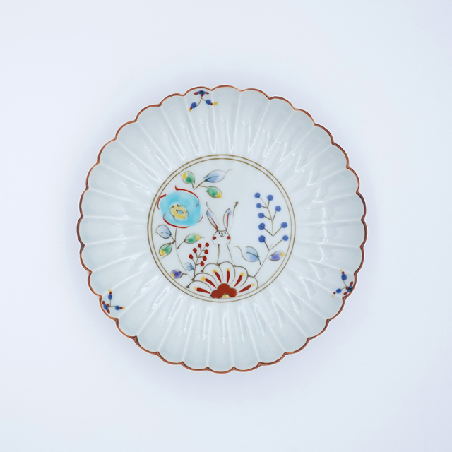 作家 陶芸作家 空萌工房 うさぎ 田口紀美子 菊割菱鉢 2枚セット 空萌