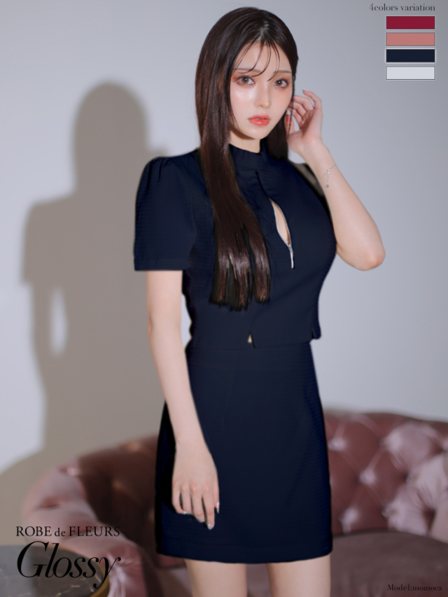 XSサイズあり】フロントジッパーセットアップミニキャバドレス