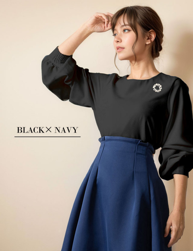 袖2WAYブラウス フレアスカート セット レディース/セットアップ