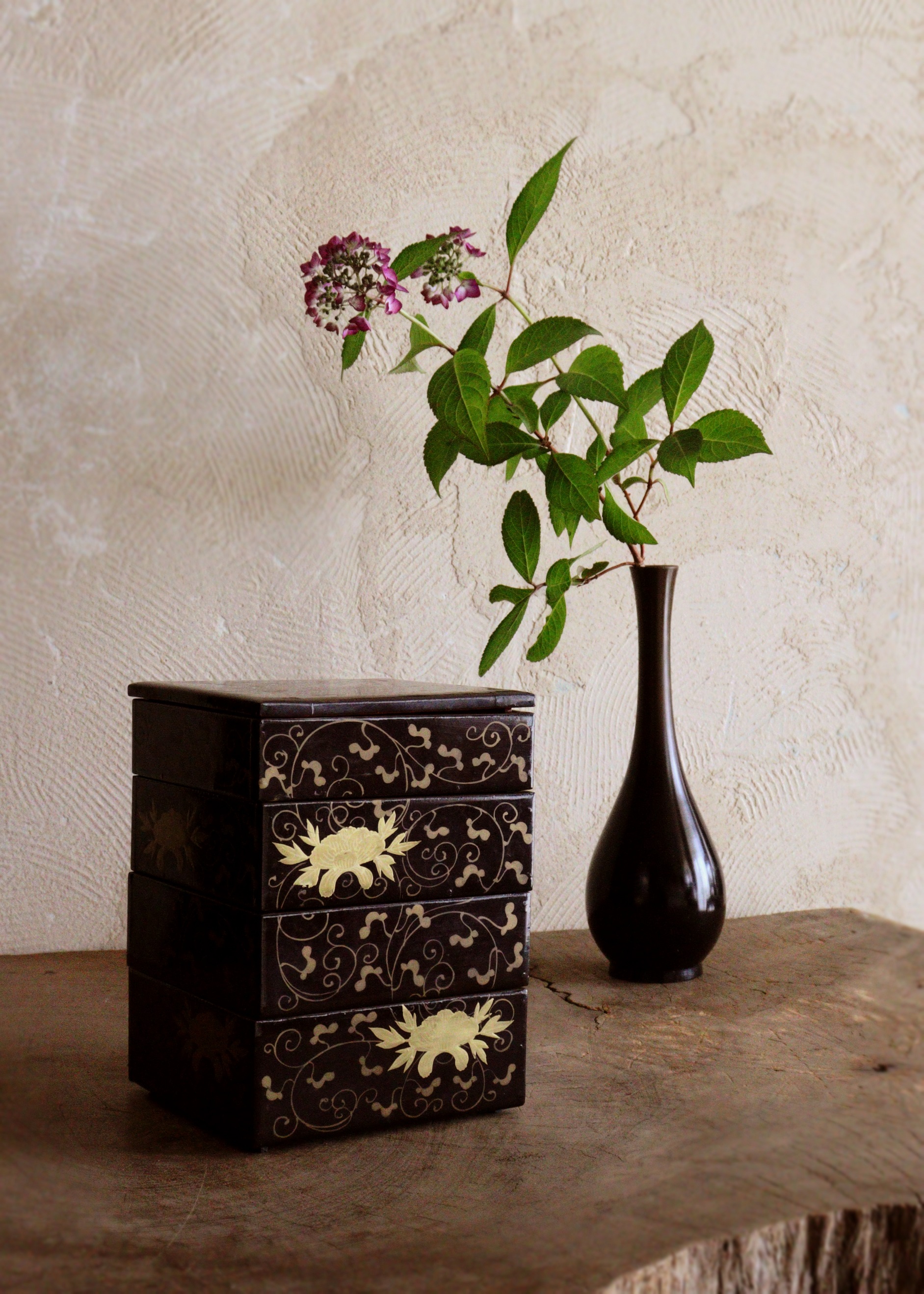 小さな蒔絵重 蒔絵道具 お重 重ね箱 雛人形道具 道具