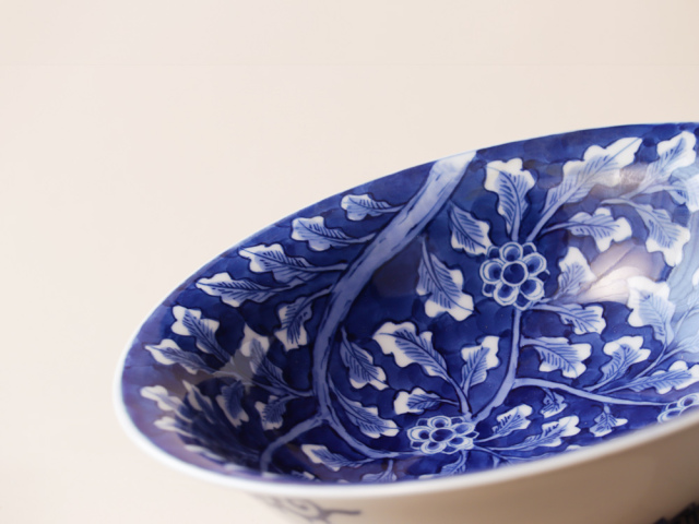デッドストック 染付 草花紋 大鉢 有田焼