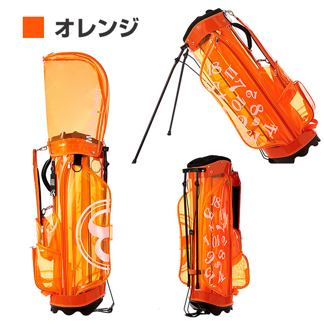 フランク三浦 スケルトン キャディバッグ 9インチ ブルー オレンジ