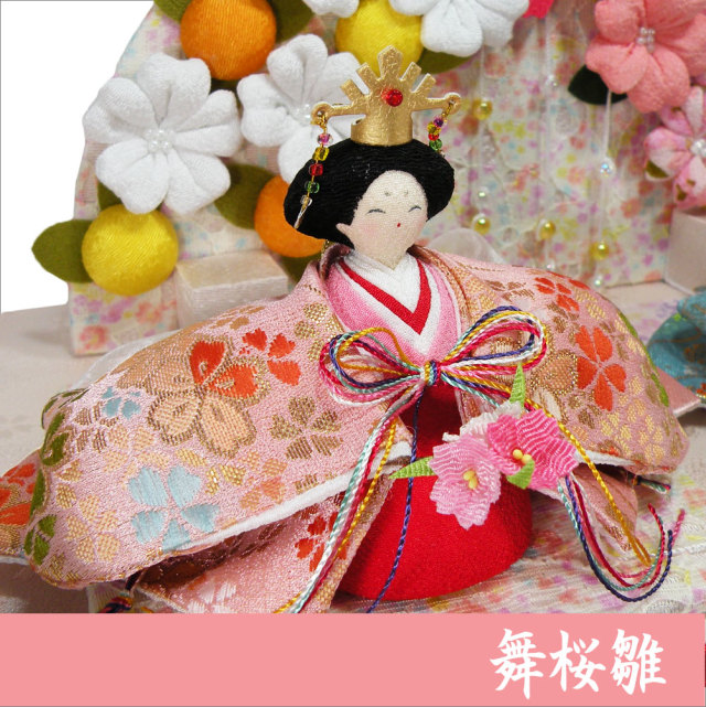 送料無料】 ちりめん 雛人形 「舞桜雛」 お雛様 ひな祭り 「龍虎堂