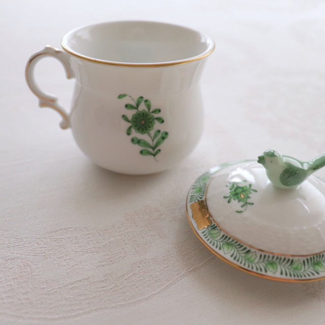 Herend ヘレンド アポニーグリーン ラージクリームカップ (*カップ＆蓋