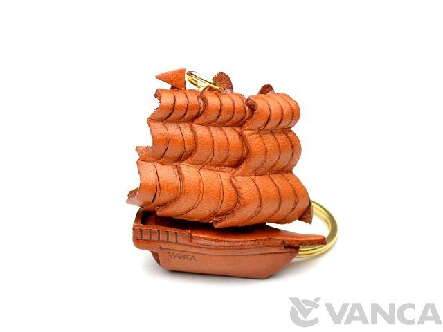 帆船 キーホルダー 革/レザー 日本製【VANCA/バンカクラフト革物語】