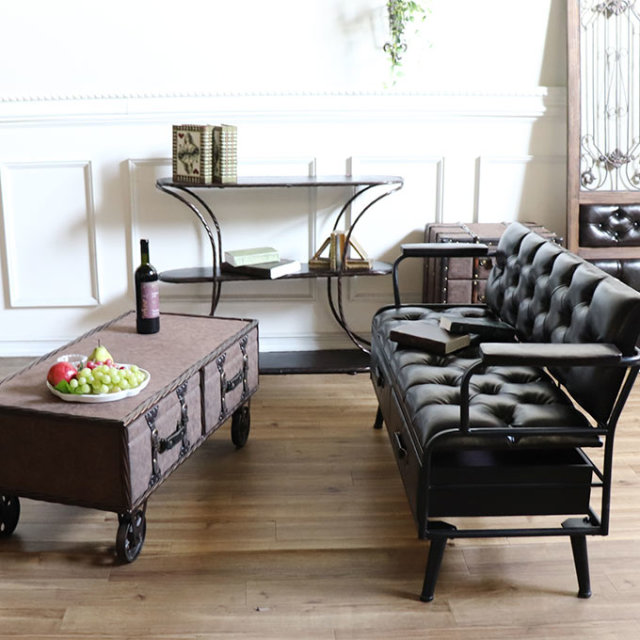 アーム付きベンチ ソファ 2人用｜男前インテリア家具・アンティーク