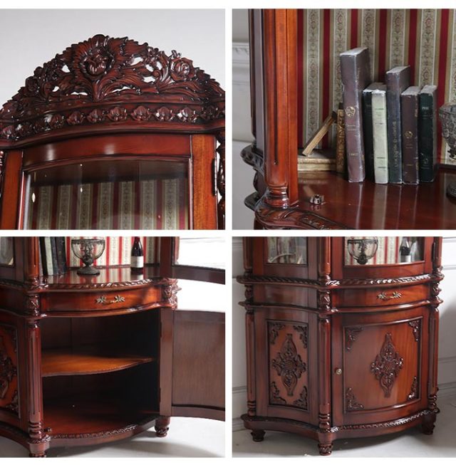 デラックスショーケース(食器棚) 高さ205cm｜高級マホガニー家具