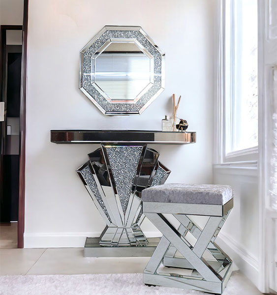 Miruge 八角形ウォールミラー（ダイヤ） 壁掛け鏡 幅59cm 【送料無料