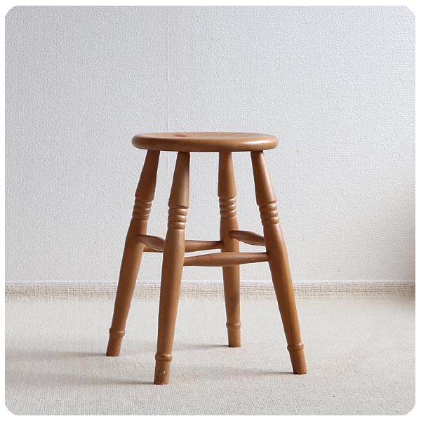 イギリス アンティーク調 ウッドスツール/木製椅子/家具/店舗什器