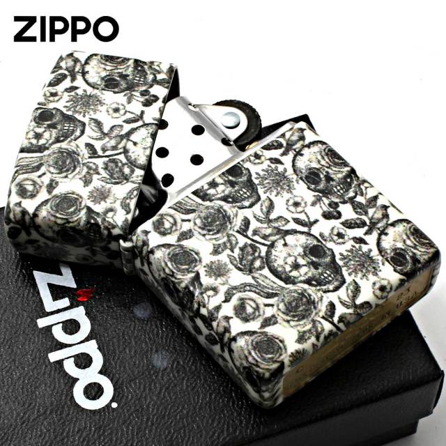 Zippo ジッポー スカル ドクロ 骸骨 薔薇 ローズ Skeleton Design 蓄光