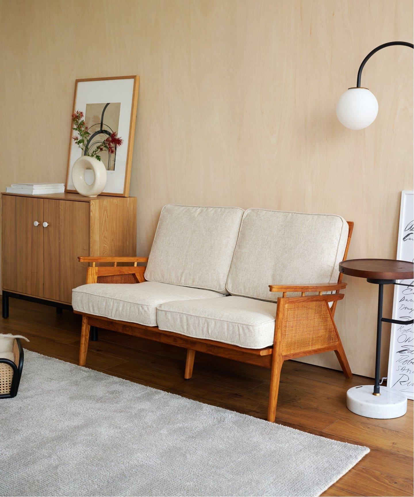 大型商品》WICKER SOFA 2P (IV) ウィッカーソファ アイボリー（ソファ