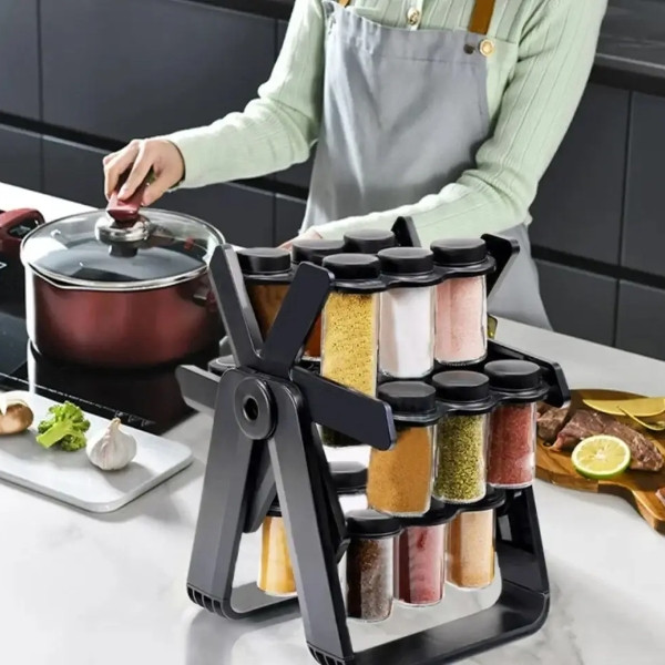 Карусель для специй 18 отсеков Spice Rack Черная по лучшей цене