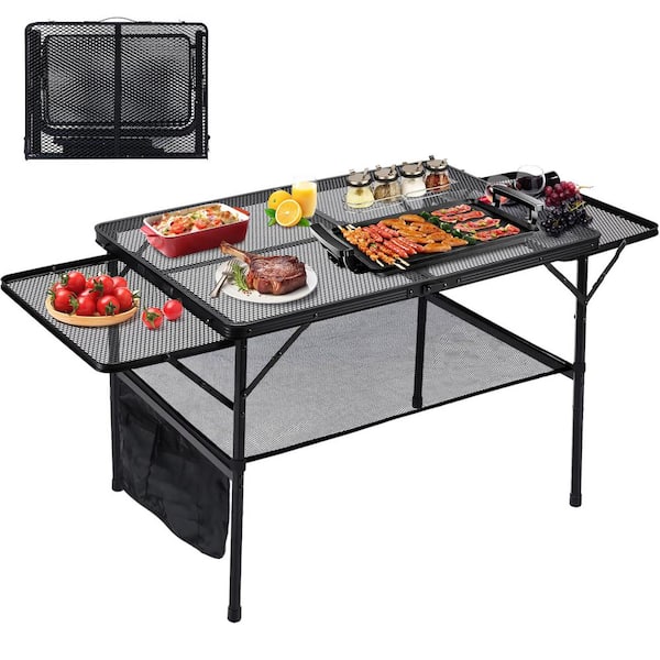 4.4 ft. Folding Grill Table, Portable Camping Table with Extension