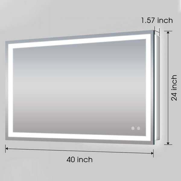 Xzkai 40 in. W x 24 in. H Rectangular Frameless Wall Bathroom