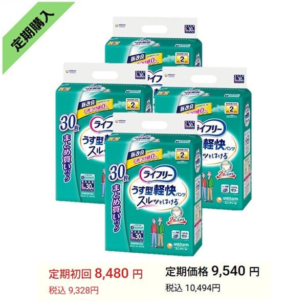 ライフリー うす型軽快パンツ まとめ買いパック 2ケース ユニ